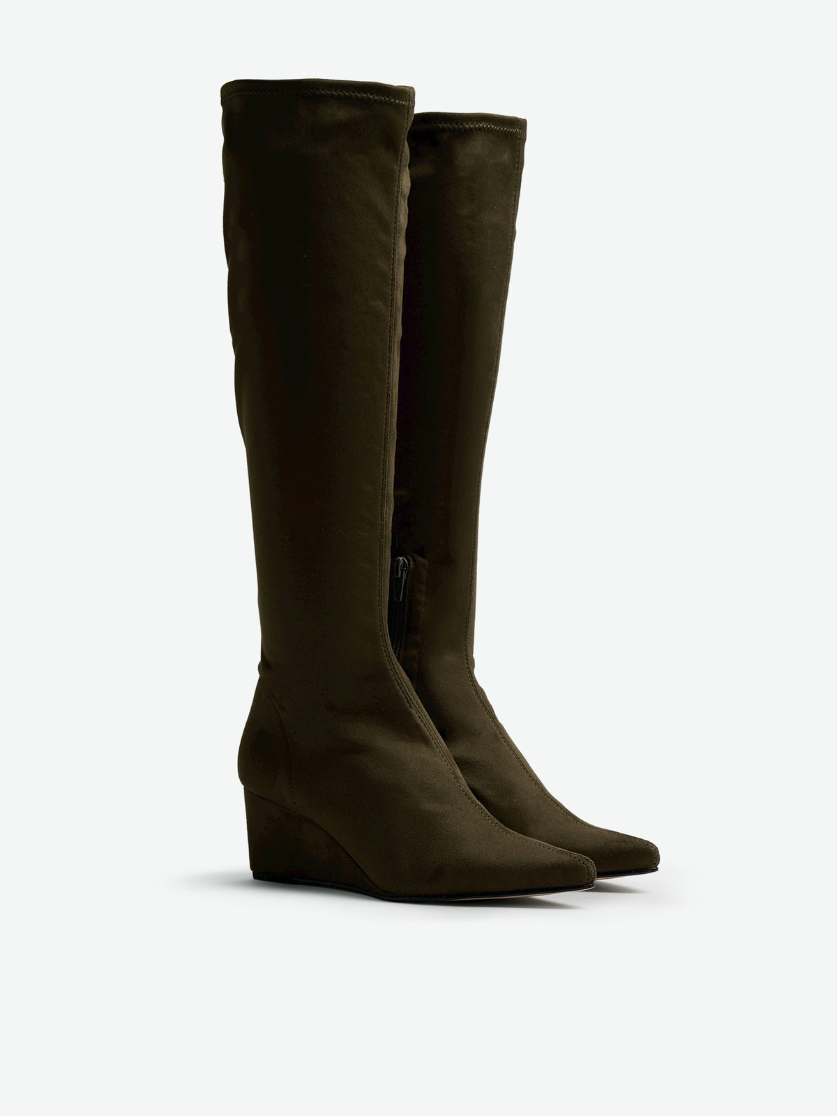 botas de tacón Mujer Botas de cuña verde 06