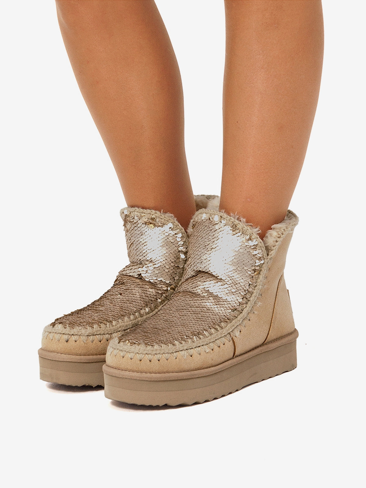 botines planos Mujer Botines apreski beige 03