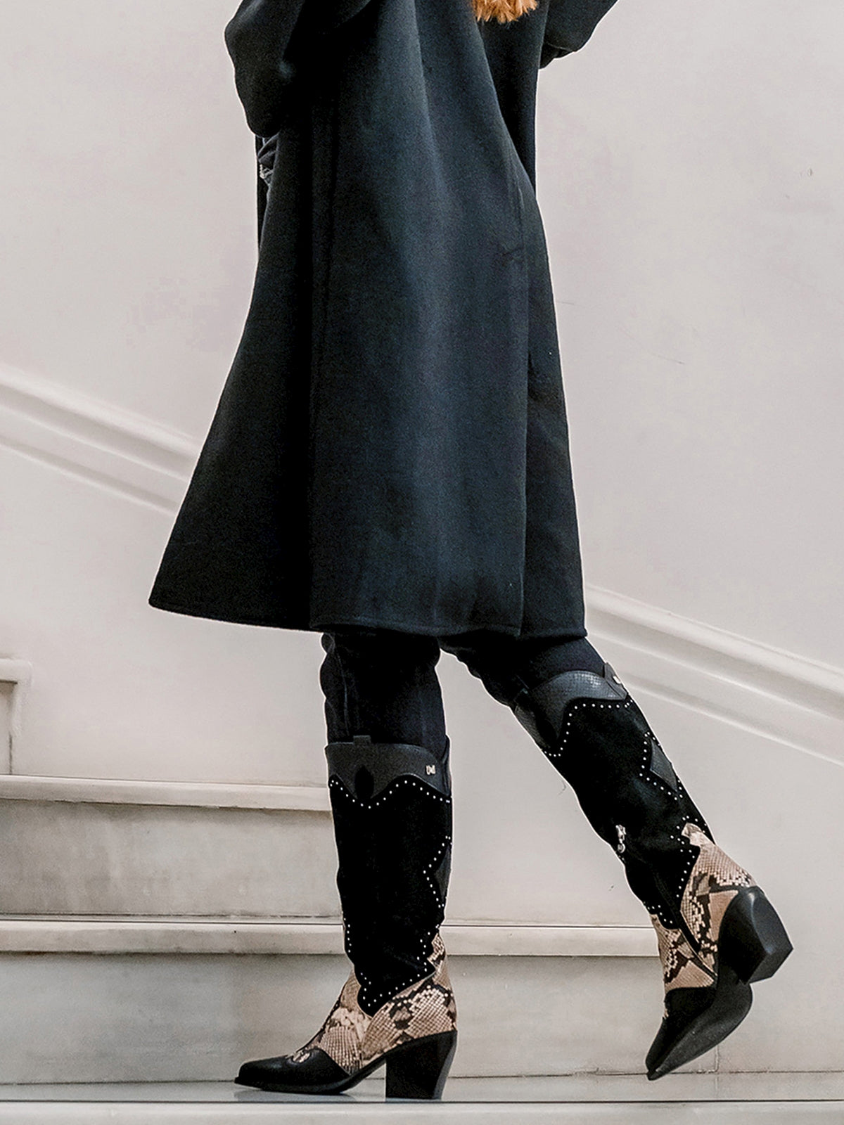 botas de tacón Mujer Botas cowboy mujer negro 02