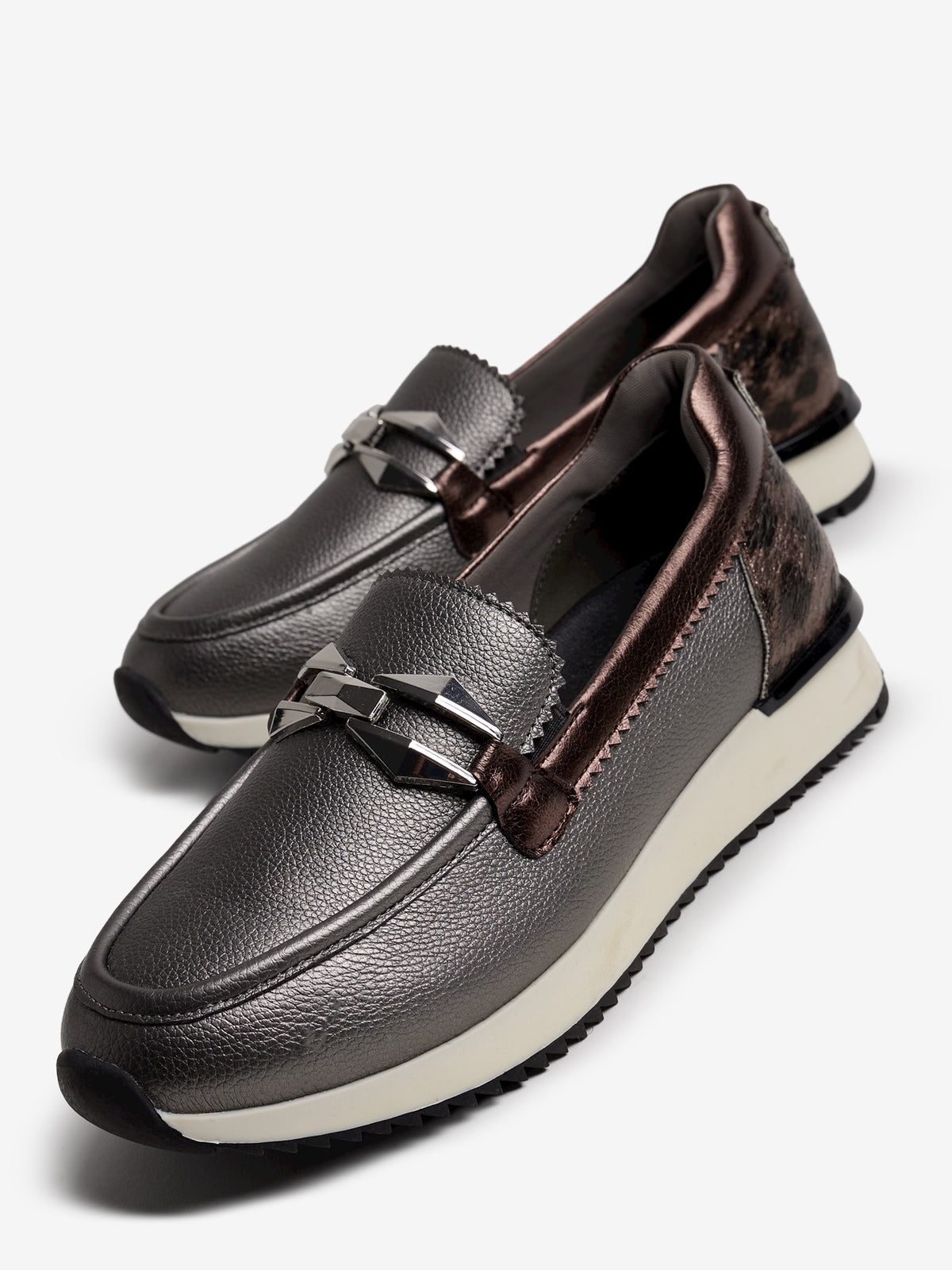 zapatos planos Mujer Mocasines deportivos gris 04