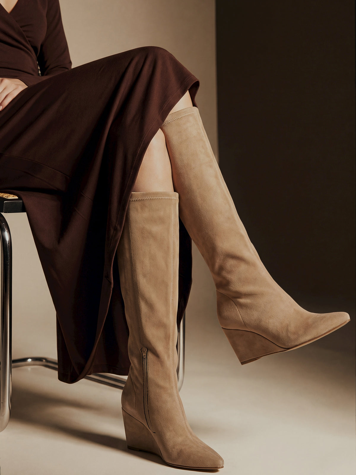 botas de tacón Mujer Botas beige 02