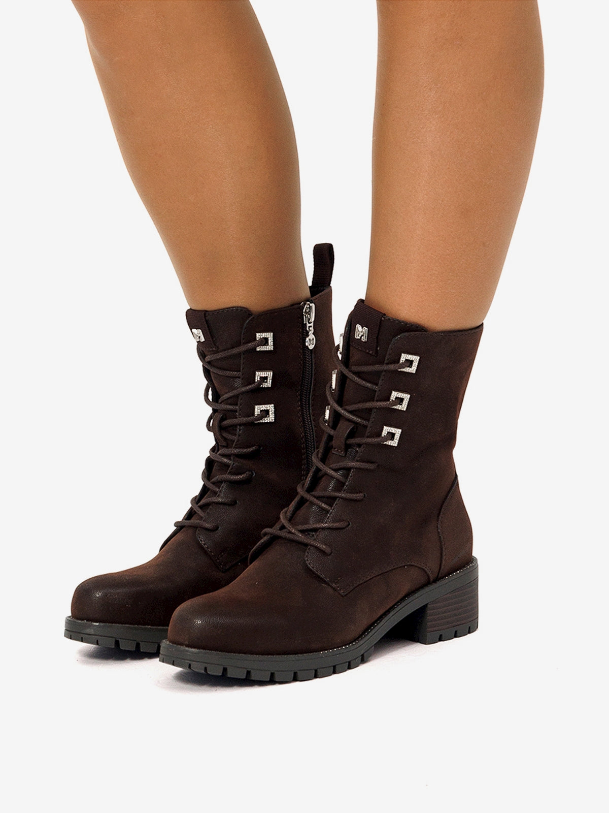 botines de tacón Mujer Botines militares mujer marron 03