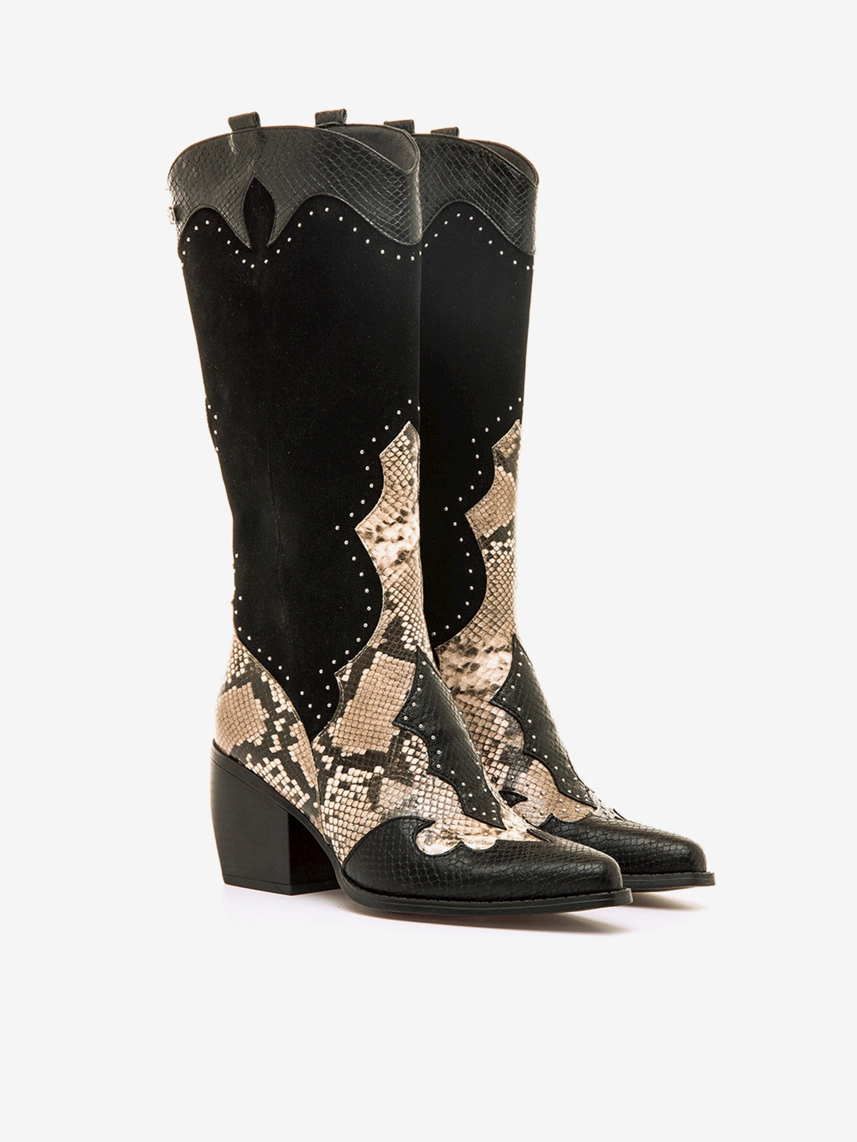 botas de tacón Mujer Botas cowboy mujer negro 05