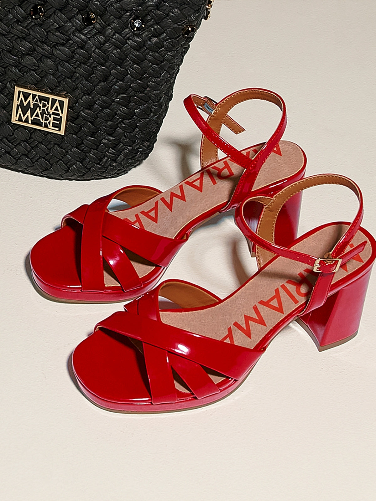 sandalias de tacón Mujer Sandalias de tacón rojo 02