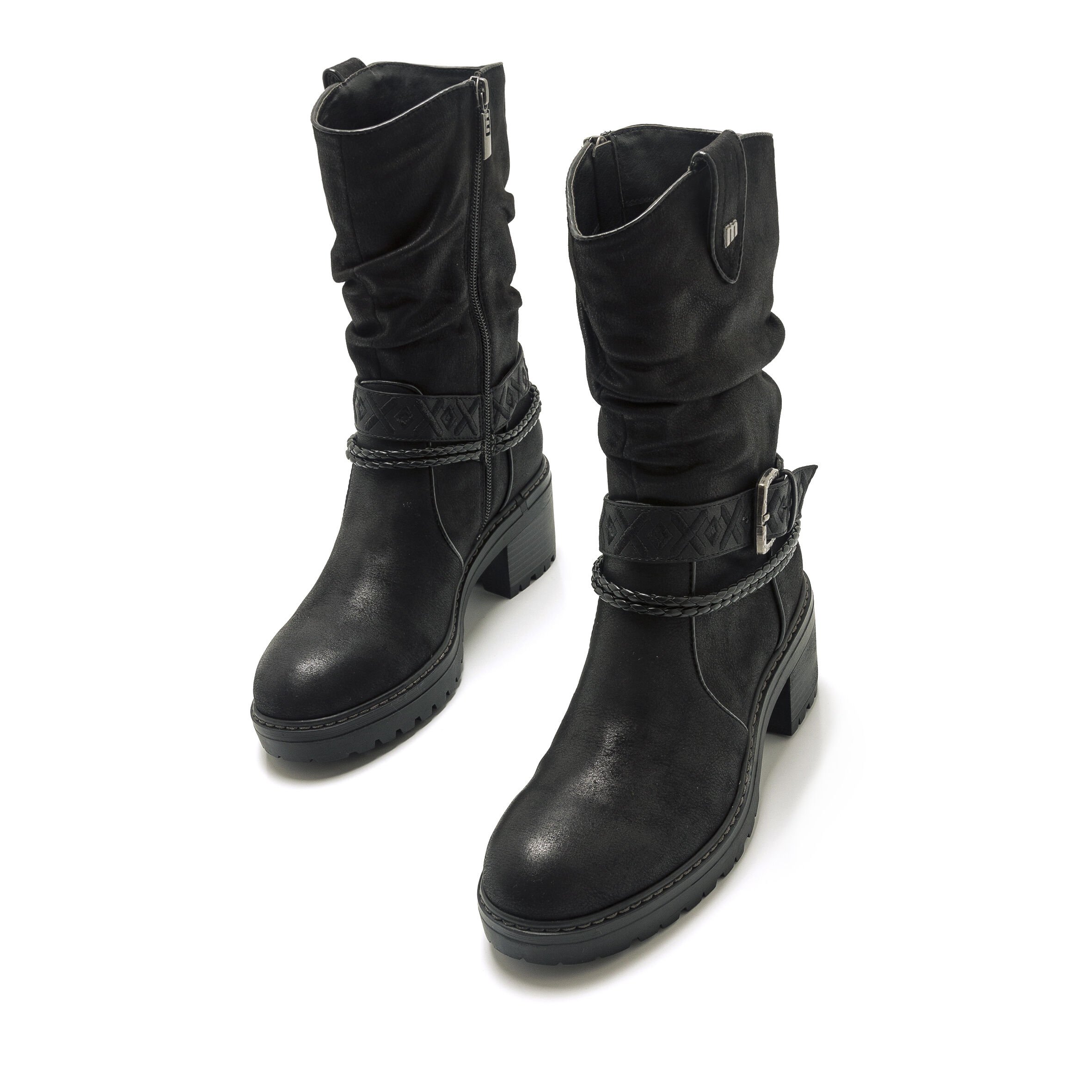 Tacón Botas Cuero NiÃ±o Botines De Tacón Para Niñas BLACK The