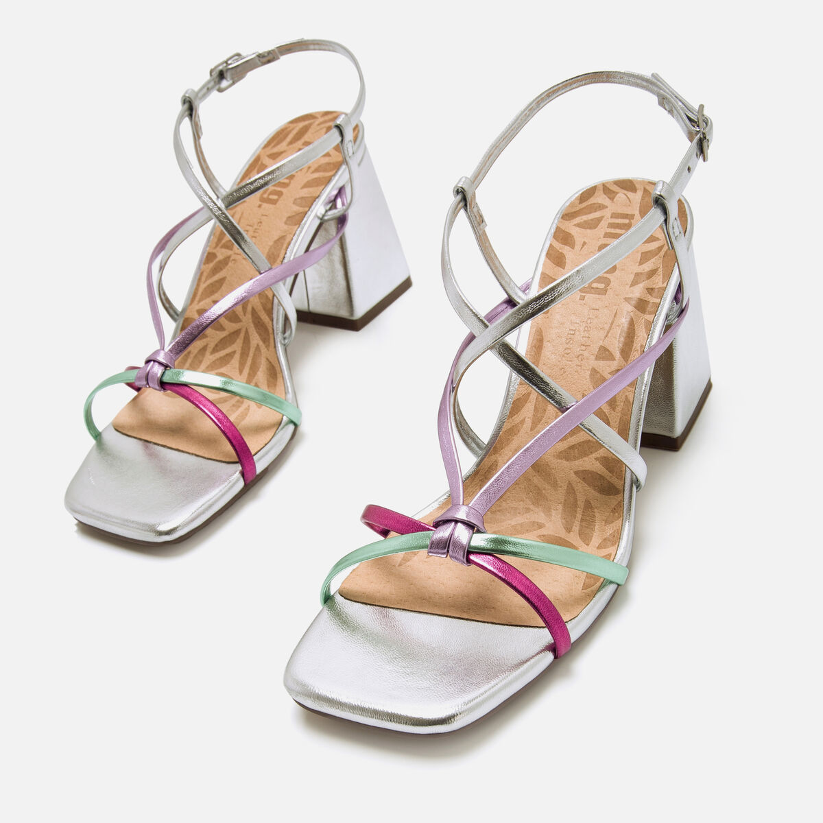 Tacón Sandalias Mustang Plataforma Plateadas Zapatos Sandalias